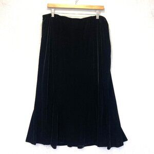 Alex Evenings Velvet Fit & Flare Midi Skirt Womens 2X Black Witchy Gothic Party